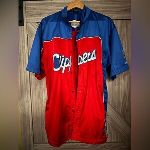 VTG 90s Los Angeles Clippers NBA Nike Warm Up Snap Button Shirt
